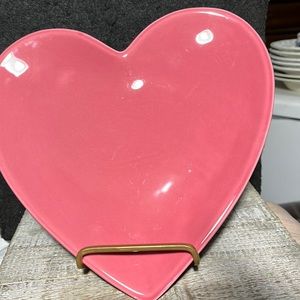 Tag Ceramic Pink Heart Plate Small Snack Dessert Catchall Decor Wall Art